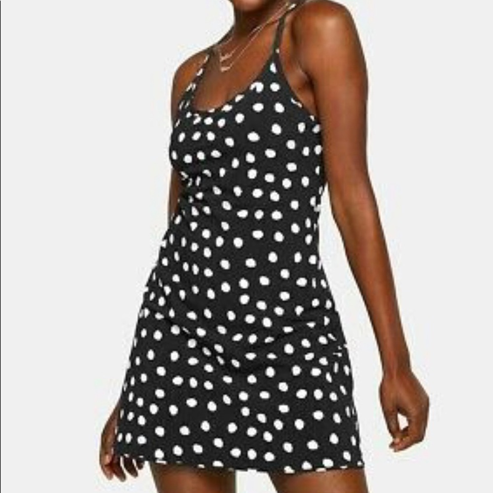 Outdoor Voices Exercise Dress Original Black White Polka Dot Shorts Underneath
